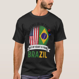 T-shirt Le Coeur Du Patriote Brésilien Américain Est Du Br