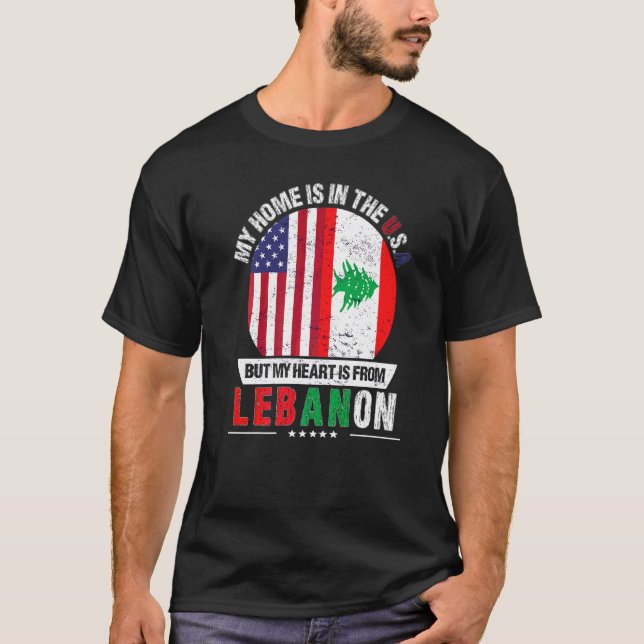 T-shirt Le Coeur Du Patriote Libanais Américain Est Du Lib (Devant)