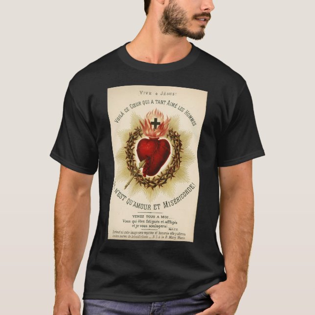 T-shirt Le Coeur Le Plus Sacré De Jésus - Français (Devant)