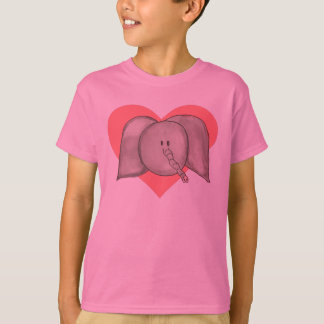 T-shirt Le coeur mignon d'éléphant de bande dessinée