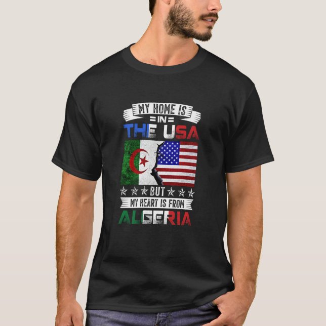 T-shirt Le coeur patriote algérien d'Amérique vient d'Algé (Devant)