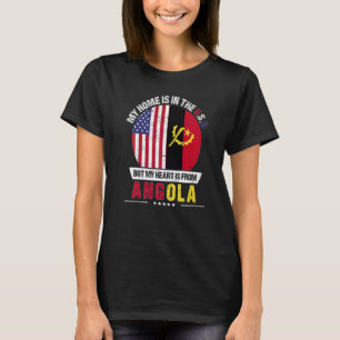 T-shirt Le Coeur Patriote Américain Angolais Provient De L