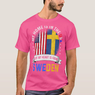 T-shirt Le Coeur Patriote Suédois Américain Est Du Drapeau