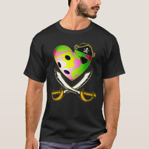 T-shirt Le Coeur Vintage De Bowling Pirate Avec Casquette