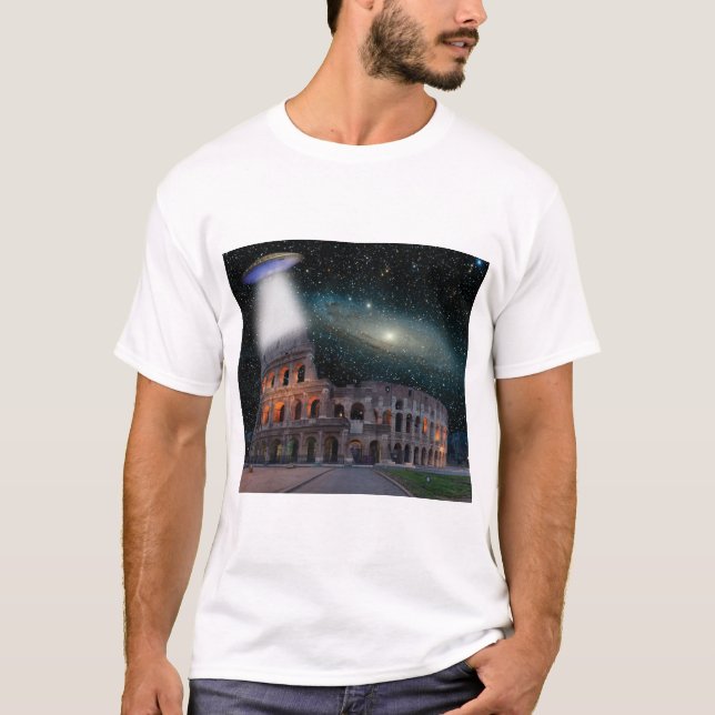 T-shirt Le Colisée Rome Italie rencontre l'espace et l'OVN (Devant)