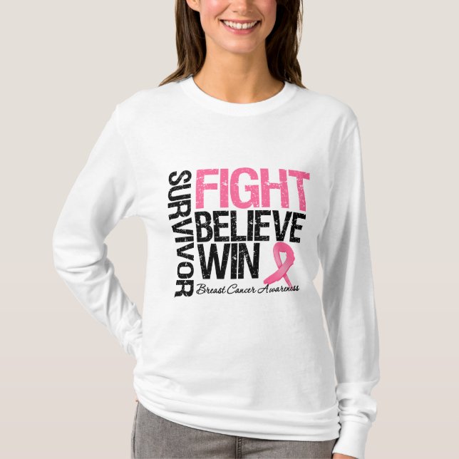T-shirt Le combat de survivant de cancer du sein croient (Devant)