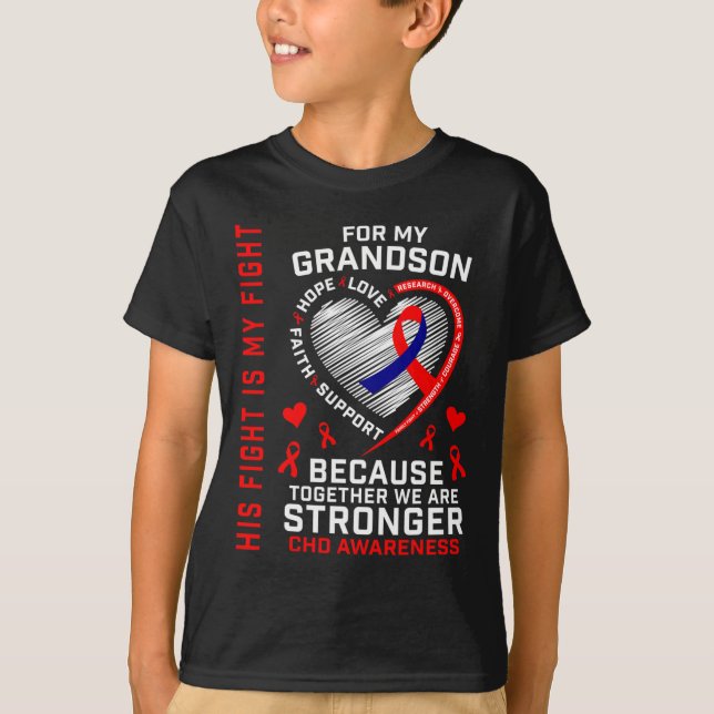 T-shirt Le combat est mon grand-fils combat Conscience de  (Devant)
