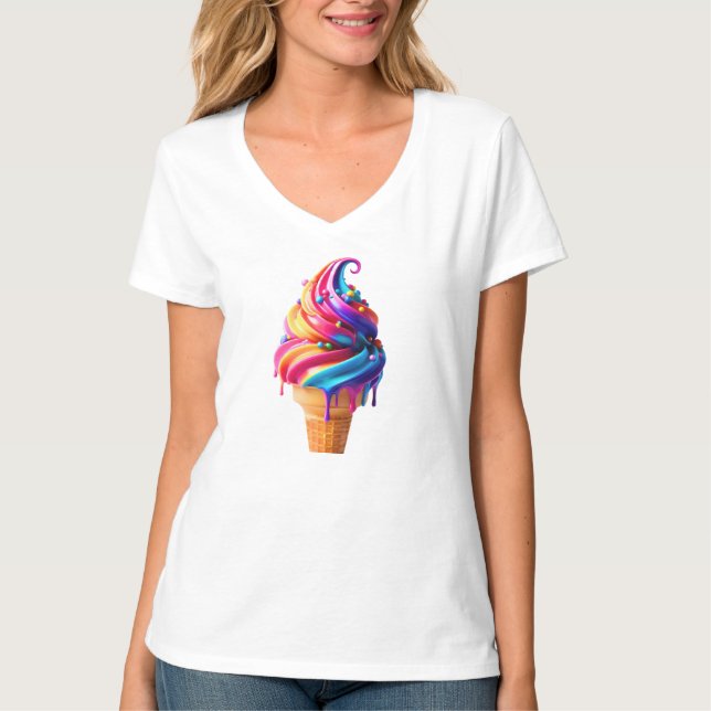 T-shirt Le cône de glace classique de SlipperyJoe's vibran (Devant)