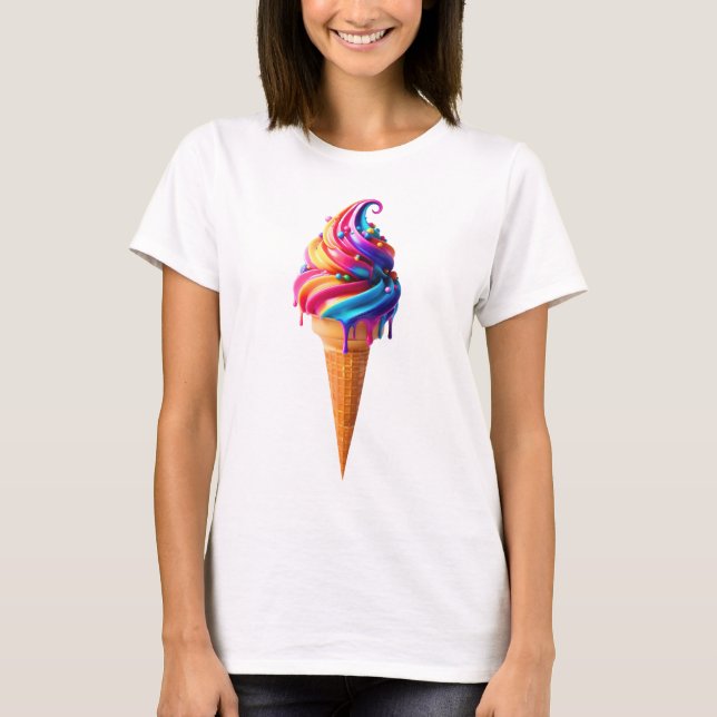 T-shirt Le cône de glace classique vibrant de SlipperyJoe' (Devant)
