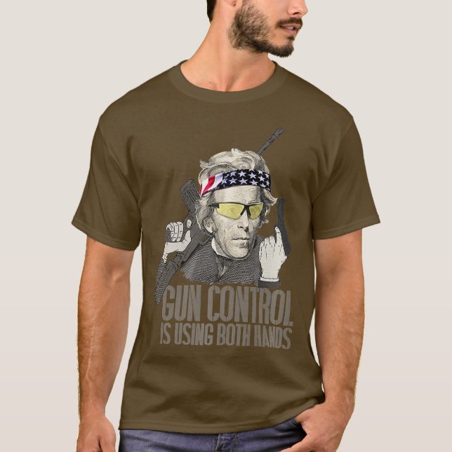 T-shirt Le contrôle des armes à feu utilise les deux mains (Devant)