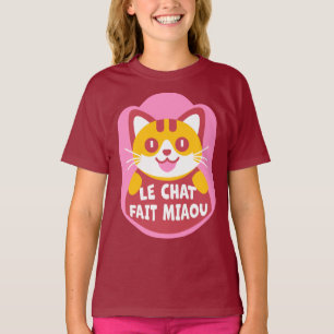 T-shirt Le Conversation Fait Miaou Cute French Orange Tabb