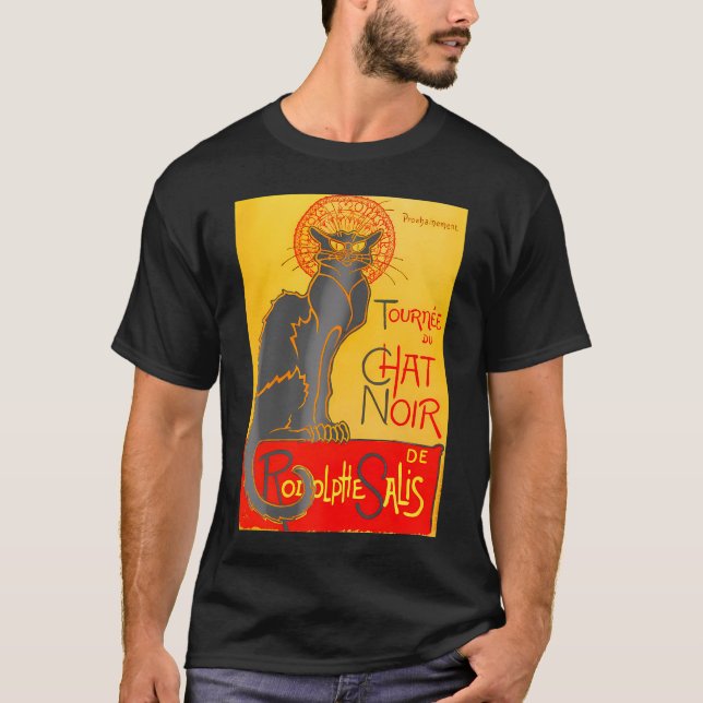 T-shirt Le Conversation Noir Le Chat Noir Art Nouveau (Devant)