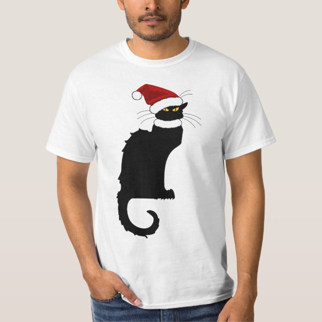 T-shirt Le Conversation Noir Santa Hat Noël (Devant)