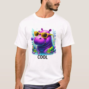 T-shirt Le cool Neon Hippo Détendre dans le marais