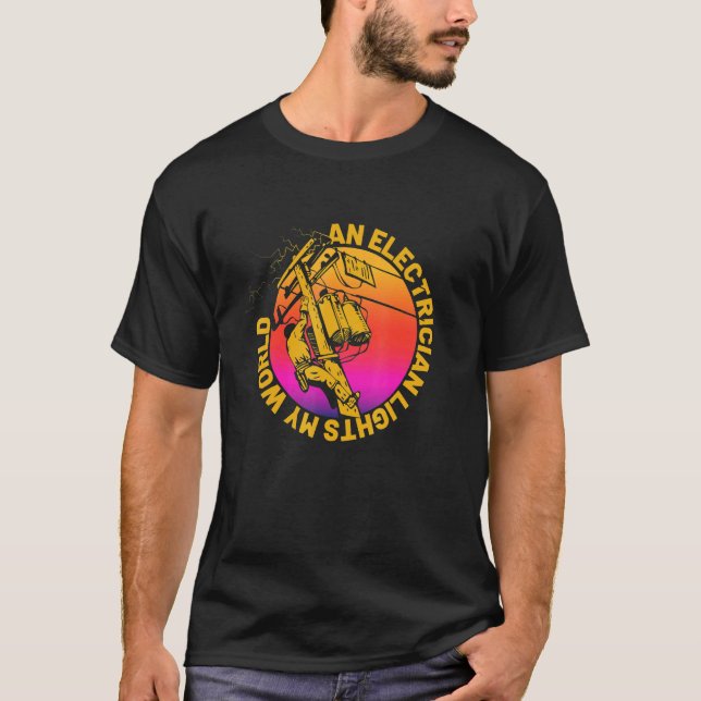 T-shirt Le Cool Rétro Lineman Cite L'Électricien Éclairage (Devant)