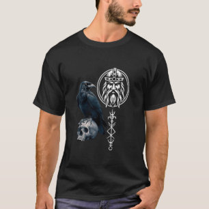 T-shirt Le Corbeau de Viking Hugin Odin avec crâne Viking