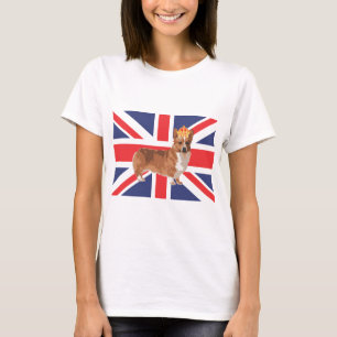 T-shirt Le corgi de la Reine avec la couronne et l'Union