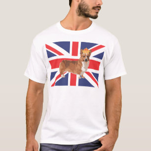 T-shirt Le corgi de la Reine avec la couronne et l'Union