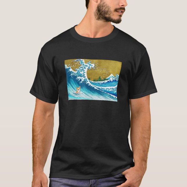 T-shirt Le Corgi de la vague de surf (Devant)