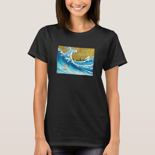 T-shirt Le Corgi de la Vague de Surf (Devant)