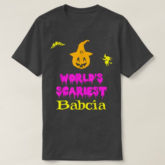 T-shirt Le costume d'Halloween Babcia le plus effrayant au (Design devant)