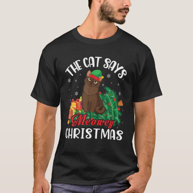 T-shirt Le Costume Noel Birman Présente Le Chat Dit Joyeux (Devant)