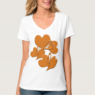 T-shirt Le côté plus doux des coeurs orange