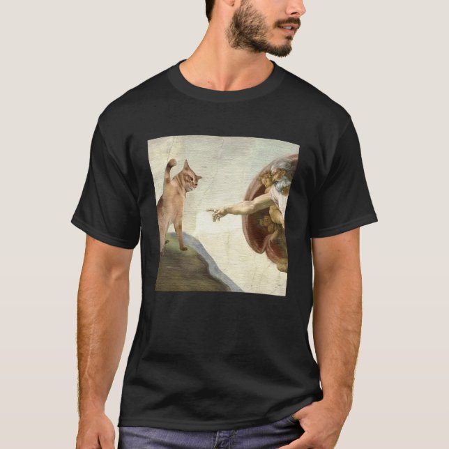 T-shirt Le coup divin drôle de chat frappant la main de Di (Devant)