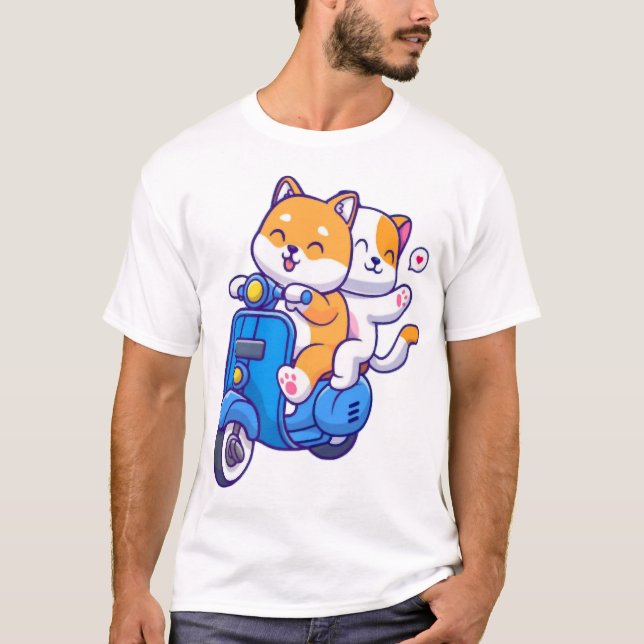 T-shirt Le Couple de Shiba Mignon (Devant)