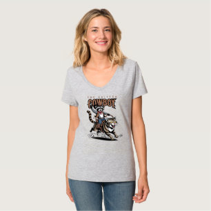 T-shirt Le cowboy bestiole (mode Lt.)   Col en V pour femm