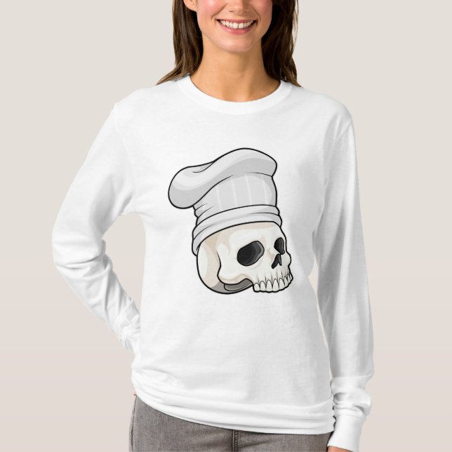 T-shirt Le crâne cuisiné avec le casquette chef (Devant)