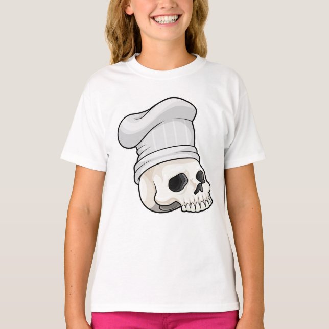 T-shirt Le crâne cuisiné avec le casquette chef (Devant)
