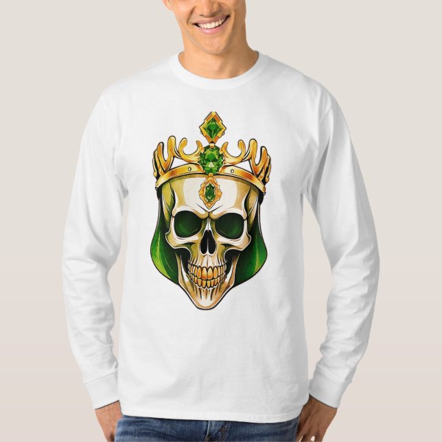 T-shirt Le crâne roi vert avec une couronne juive (Devant)