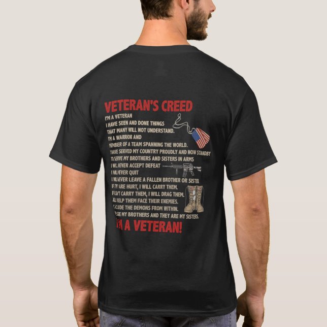 T-shirt Le credo de l'ancien combattant Je suis un vétéran (Dos)