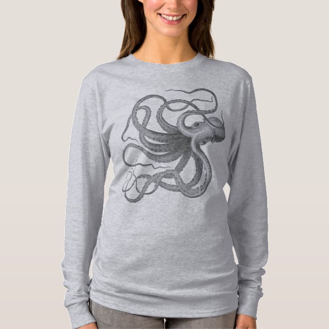 T-shirt Le cru nautique de poulpe de steampunk kraken le (Devant)