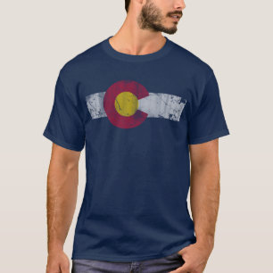 T-shirt Le cru se fanent drapeau d'état du Colorado color