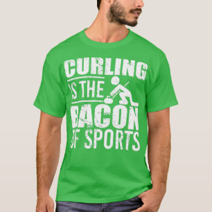 T-shirt Le Curling Est Le Bacon Du Sport Distressé Blanc