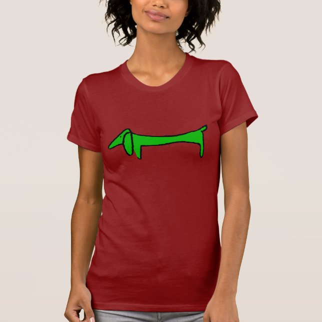 T-shirt Le Dachshund En Vert (Devant)
