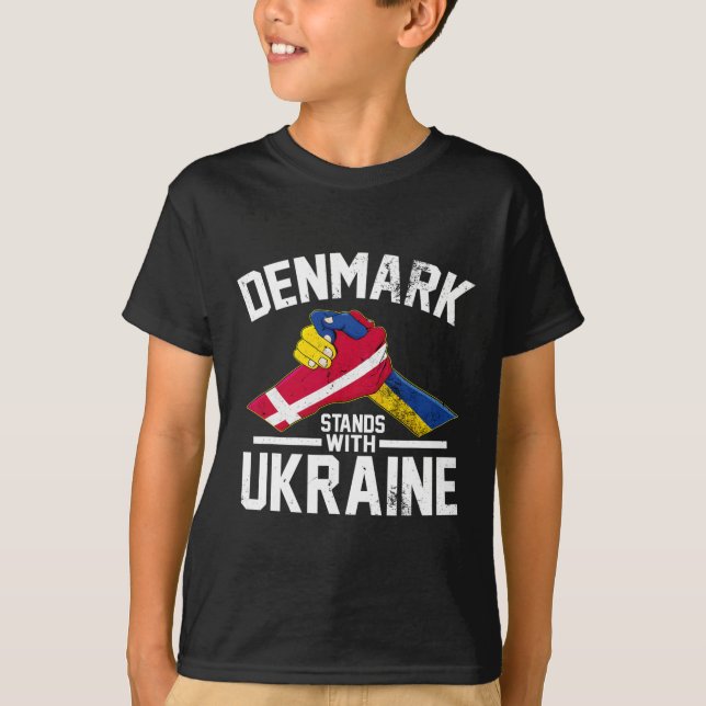 T-shirt Le Danemark soutient l'Ukraine Drapeau ukrainien d (Devant)