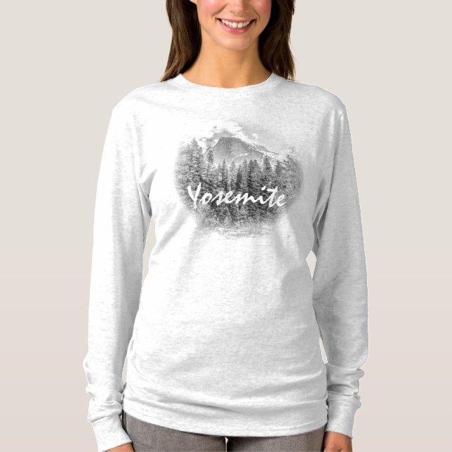 T-shirt Le demi-dôme de Yosemite en hiver avec Yosemite Te (Devant)