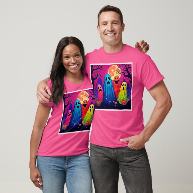 T-shirt Le design de la fête d'Halloween de Neon Ghosts (Unisexe)