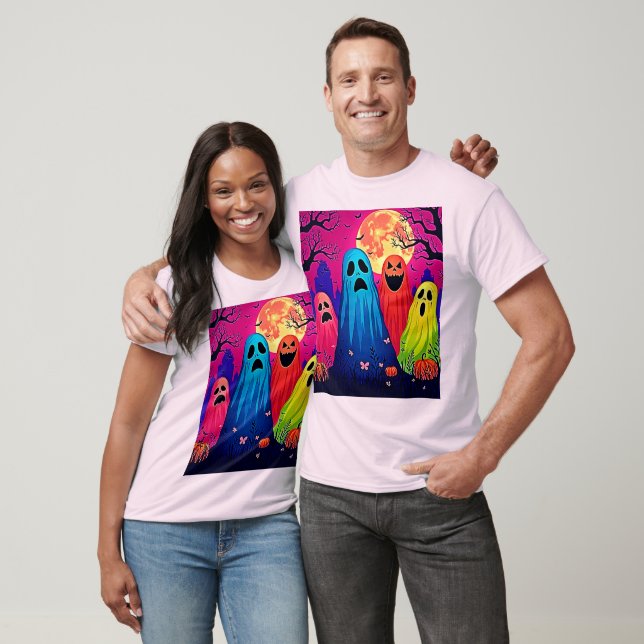 T-shirt Le design de la fête d'Halloween de Neon Ghosts (Unisexe)