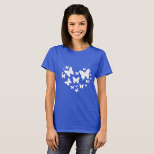 T-shirt Le dessus bleu et blanc de papillon, graphiques