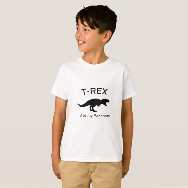 T-shirt Le diabète drôle T-rex a mangé mon pancréas (Devant entier)