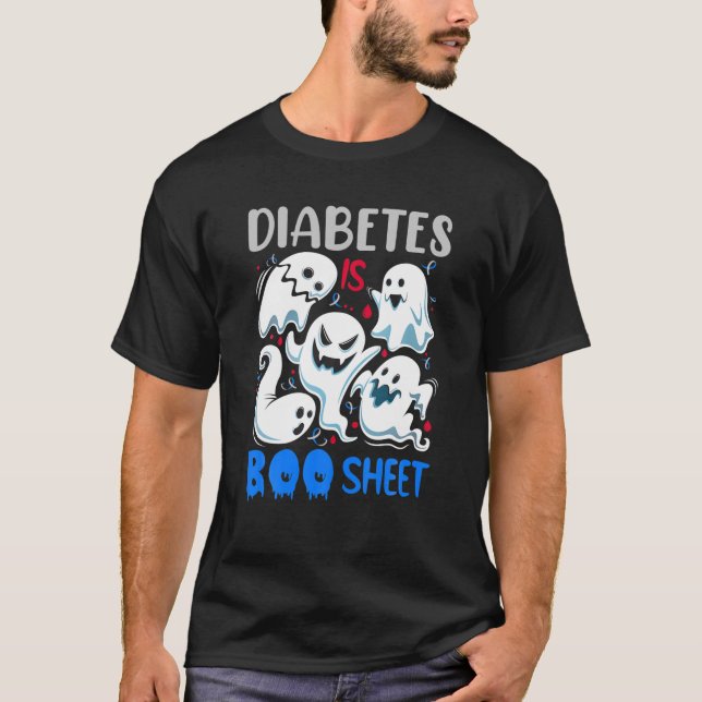 T-shirt Le Diabète Est Boite Feuille Bleu Et Grey Boos Hal (Devant)