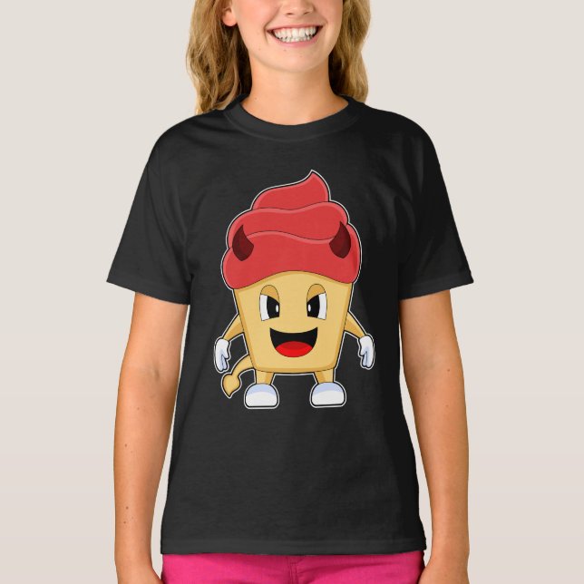 T-shirt Le diable de Cupcake Halloween (Devant)