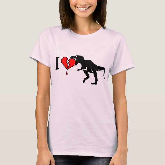 T-shirt Le dinosaure mangent le coeur (Devant)