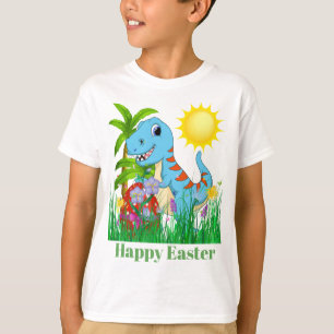 T-shirt Le dinosaure mignon de Pâques ajoutent le message