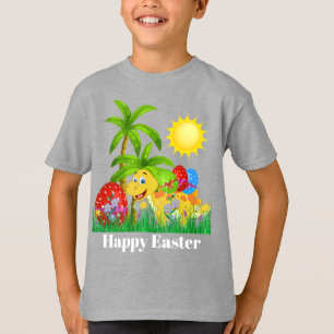 T-shirt Le dinosaure mignon de Pâques de garçons ajouten