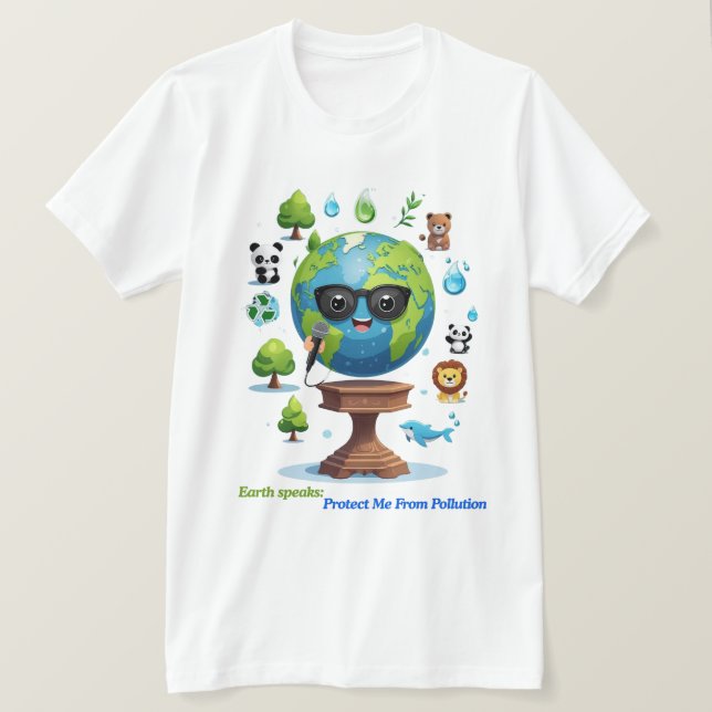 T-shirt Le discours de la Terre : un appel à la protection (Design devant)